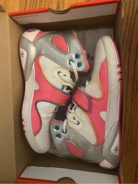 adidas Kids Pink, White & Silver High-Top Sneakers